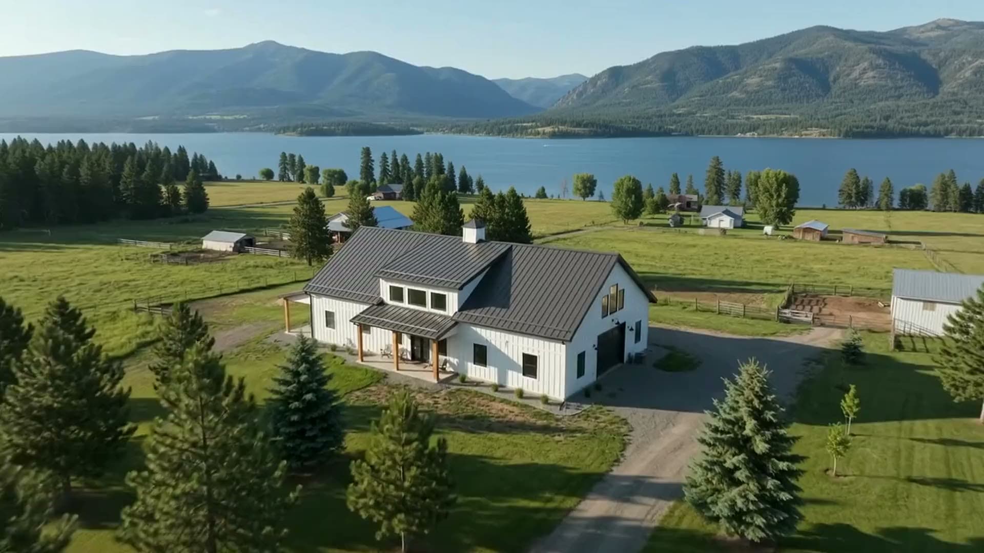 Aerial view of a home with a premium standing-seam metal roof